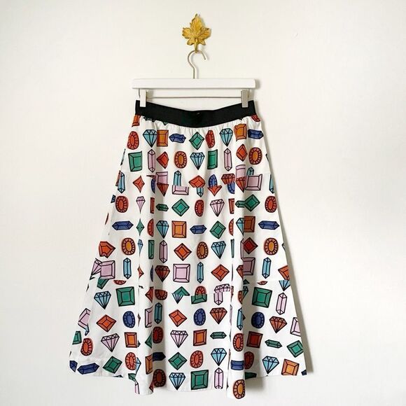 Anthropologie Maeve Diamond Print A-line midi skirt size Small NWOT - Picture 1 of 6